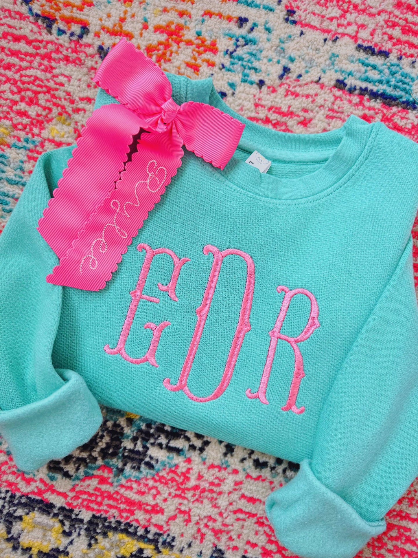 SALTWATER PINK CREWNECK FISHTAIL FONT - ETA 4 WEEKS