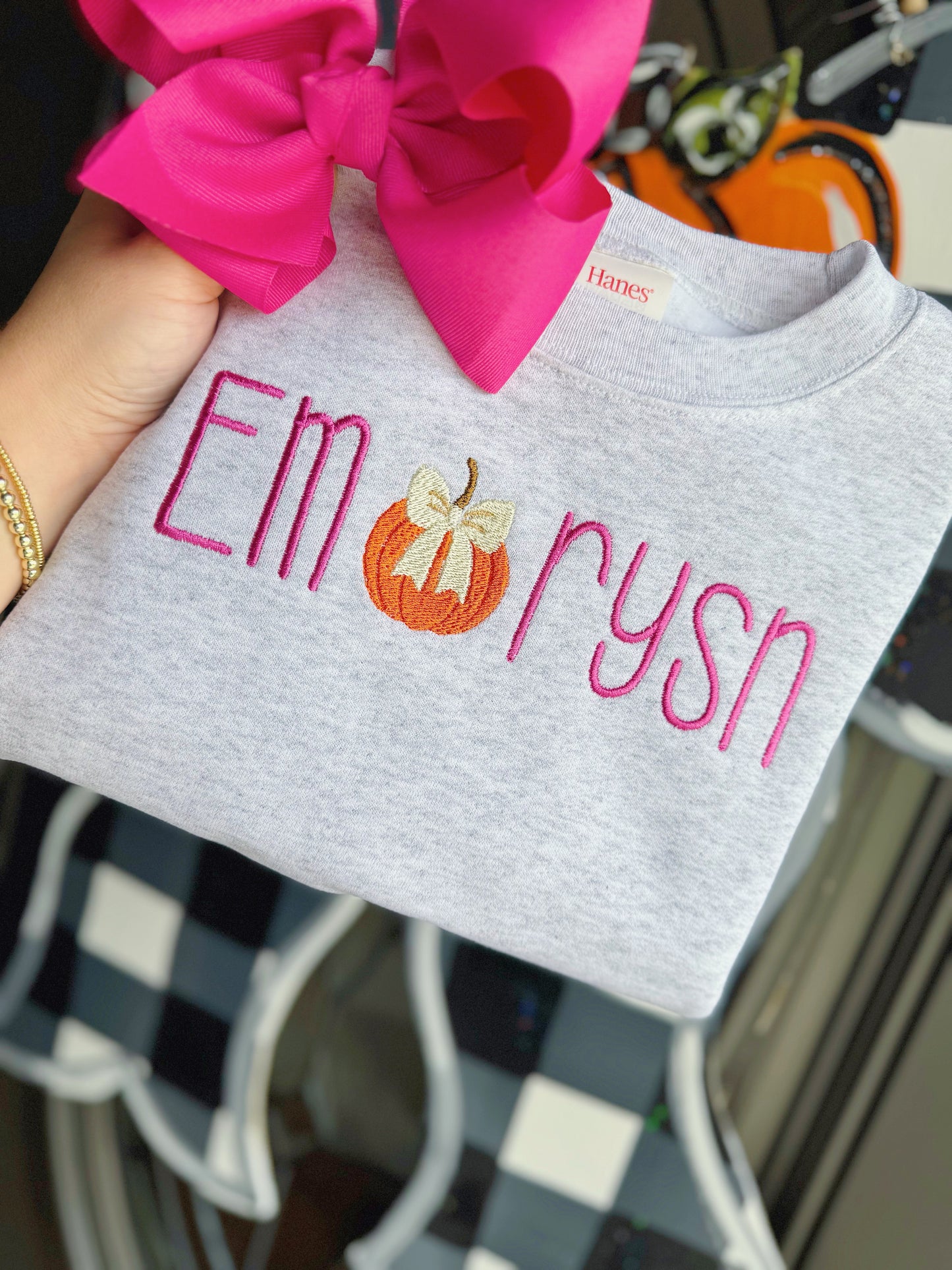 Preppy Pumpkin Bow Sweatshirt