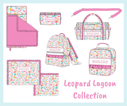 Leopard Lagoon Name Smock Luggage Round 3