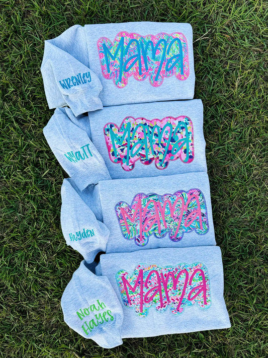 ADULT CUSTOM NAME SLEEVE SWEATSHIRT WHOLESLE