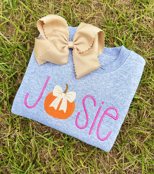 Preppy Pumpkin Bow Sweatshirt