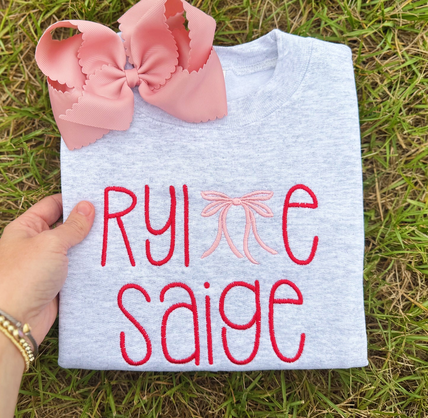 RED + PINK BOW CREWNECK - ETA: 4 weeks