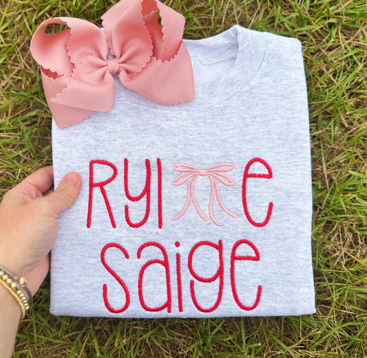 RED + PINK BOW CREWNECK - ETA: 4 weeks