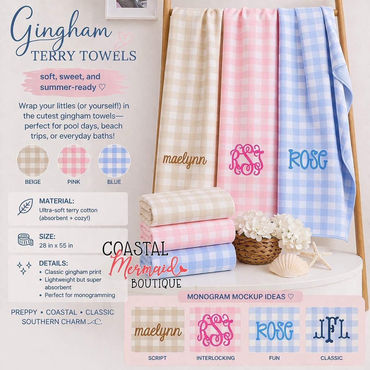 Gingham Terry Towels - ETA LATE MAY